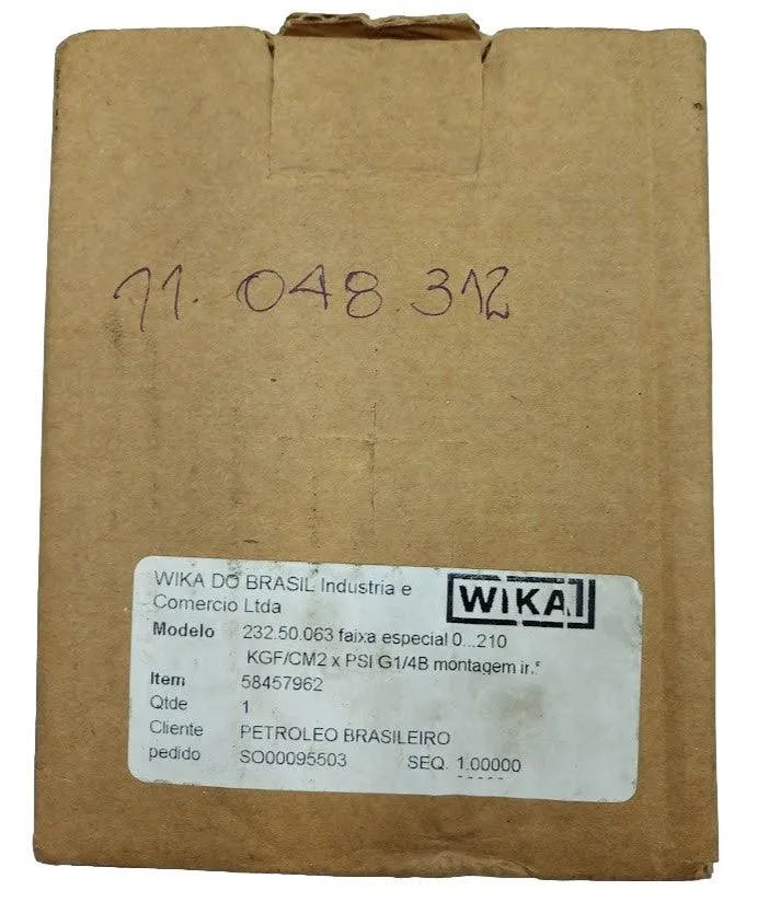 Manômetro Wika 232.50.063 63mm 0 a 210 kgf/cm² x 0 a 3000psi - Cabo Eletro