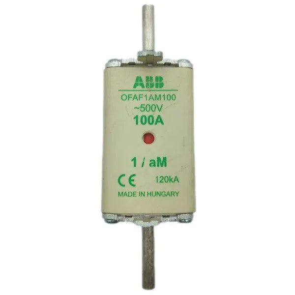 Fusível HRC ABB OFAF1AM100 1/aM 100A 500V 1/aM 120kA - Cabo Eletro