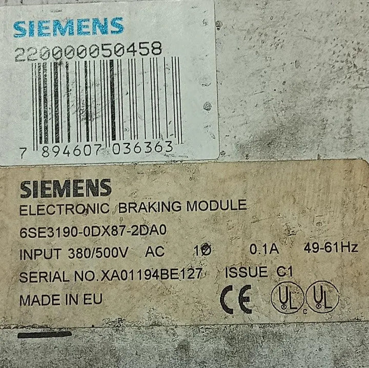 Módulo de Frenagem Siemens 6SE3190-0DX87-2DA0 380/500v 0.1A - Cabo Eletro