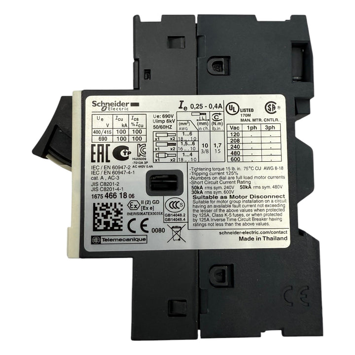 Disjuntor Motor Schneider GV2ME03 0,25-0,40A - Cabo Eletro