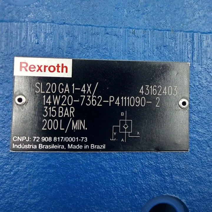 Válvula Rexroth SL20GA1-4X 14W20-7362 315BAR 200L/MIN - Cabo Eletro