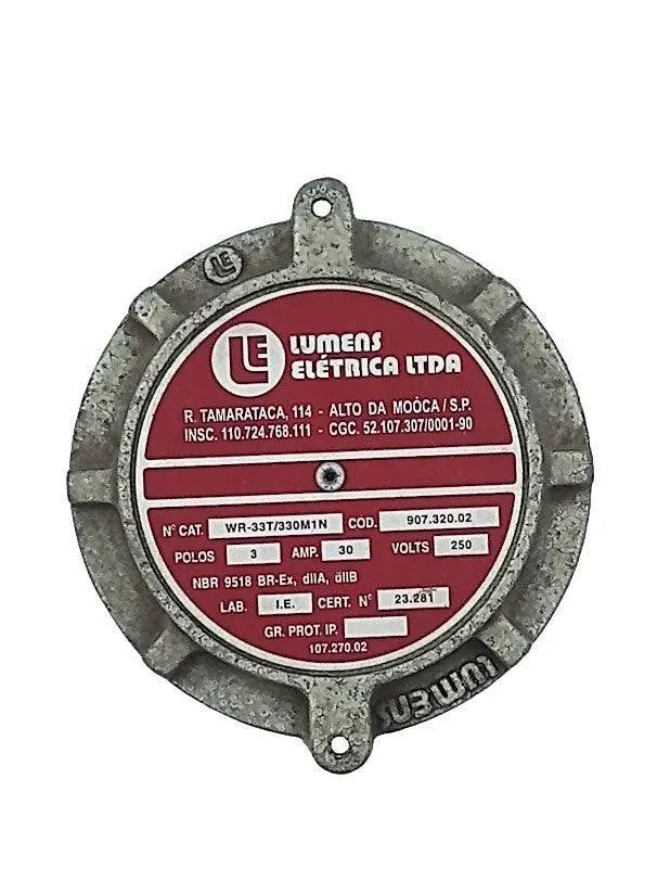 Tomada Industrial Lumens 907.320.02 3P 30A 250v - Cabo Eletro