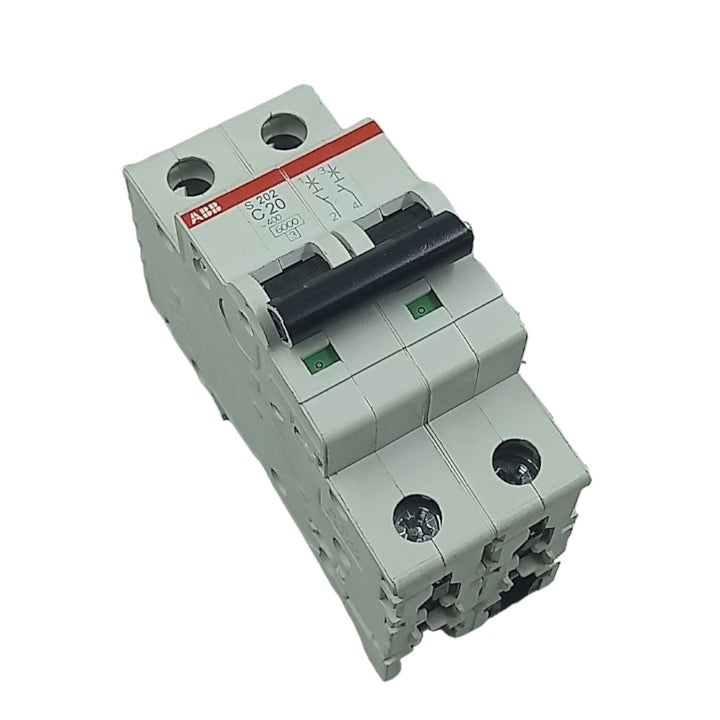 Disjuntor Bipolar ABB S202-C20 Curva C 20A 400V 6kA - Cabo Eletro