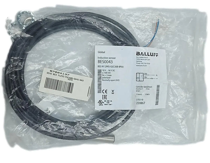 Sensor Indutivo Balluff BES0043 BES M12MG-GSC30B-BP03 - Cabo Eletro