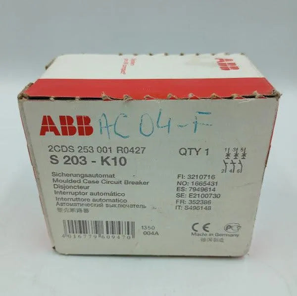 Disjuntor Tripolar ABB S203 K 10A 2CD S253 001 R0427 - Cabo Eletro