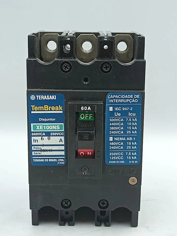 Disjuntor Caixa Moldada Terasaki TemBreak XE100NS 660VAC 60A - Cabo Eletro