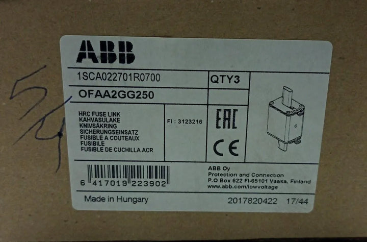 Fusível HRC ABB OFAA2GG250 690v 250A 80kA NH2 gG - Cabo Eletro