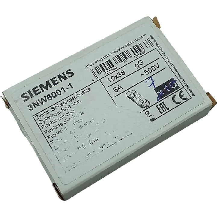 Fusível Cartucho 10x38mm gG Siemens 3NW6001-1 6A 500v - Cabo Eletro