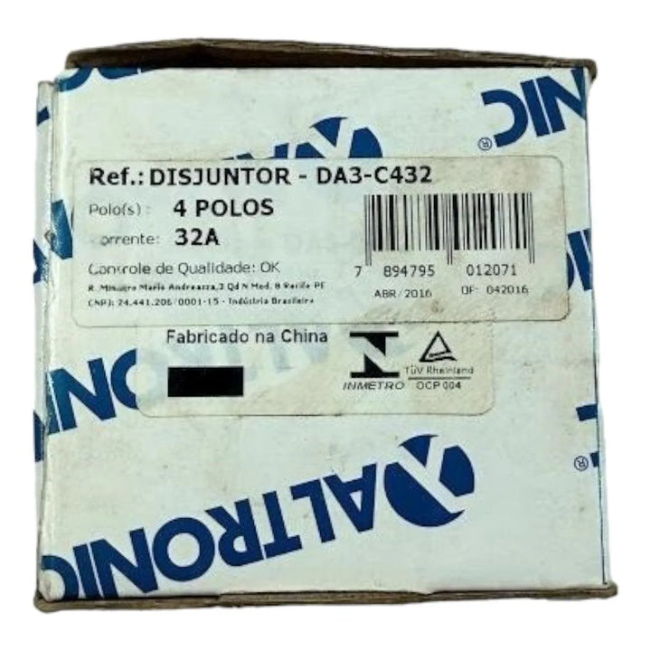 Disjuntor Tetrapolar Altronic DA3-C432 4 POLOS 32A - Cabo Eletro