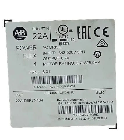 Inversor De Frequência Allen Bradley 22A-D8P7N104 3.7kW 5cV - Cabo Eletro