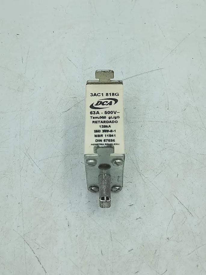 Fusível Retardado DCA 3AC1 818G 63A 500V 120kA - Cabo Eletro