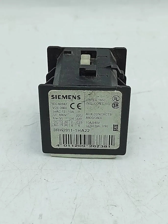 Bloco de Contato Auxiliar Siemens 3RH1911-1HA22 10A (USADO) - Cabo Eletro