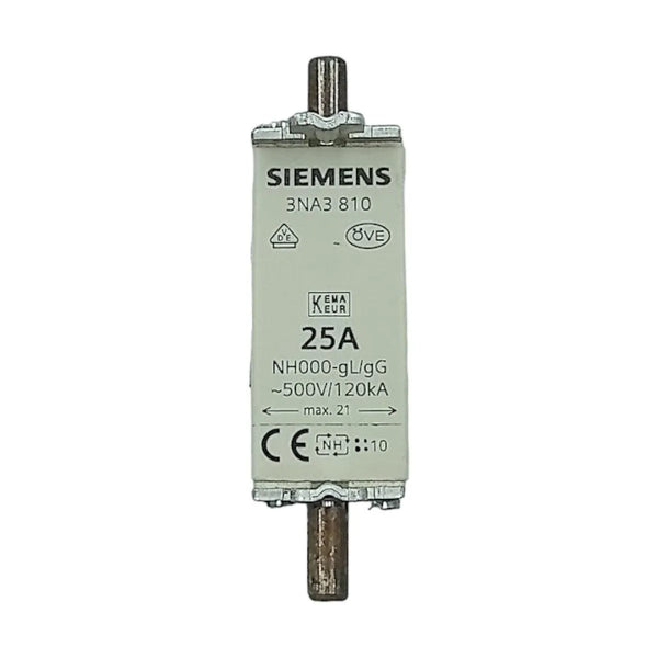 Fusível Siemens 3NA3 810 25A 500V 120kA - Cabo Eletro