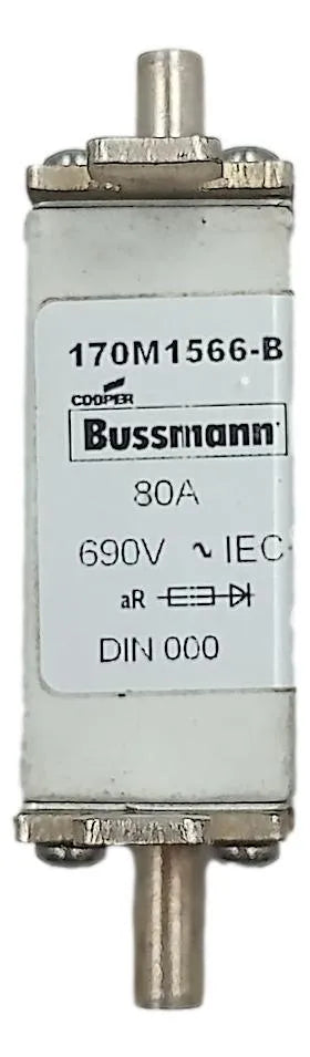 Fusivel Ultra-Rápido NH000 Bussmann 170M1566-B 80A 690V - Cabo Eletro