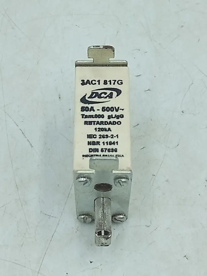 Fusível Retardado DCA 3AC1 817G 50A 500V 120kA gL/gG - Cabo Eletro