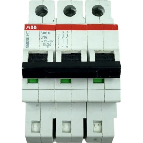 Disjuntor Tripolar ABB S403M-C16 Curva C 16A 230/400v 10kA - Cabo Eletro