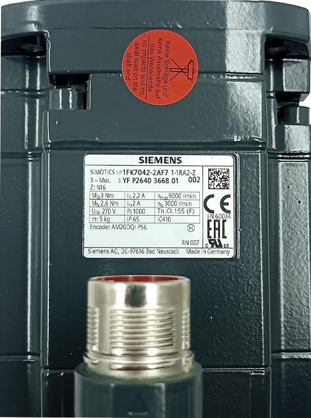 Servomotor 3000 rpm Siemens 1KF7042 2AF71 1RA2 7 - Cabo Eletro