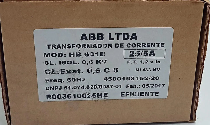 Transformador de Corrente ABB HB601 25/5A 0,6kV 60Hz - Cabo Eletro