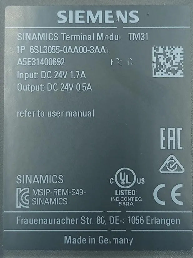 Módulo Terminal Siemens 6SL3055-0AA00-3AA1 24vDC 1.7A - Cabo Eletro