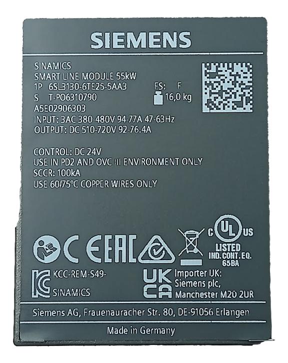 Módulo Smart Line Siemens 6SL3130-6TE25-5AA3 55kW 380-480v - Cabo Eletro