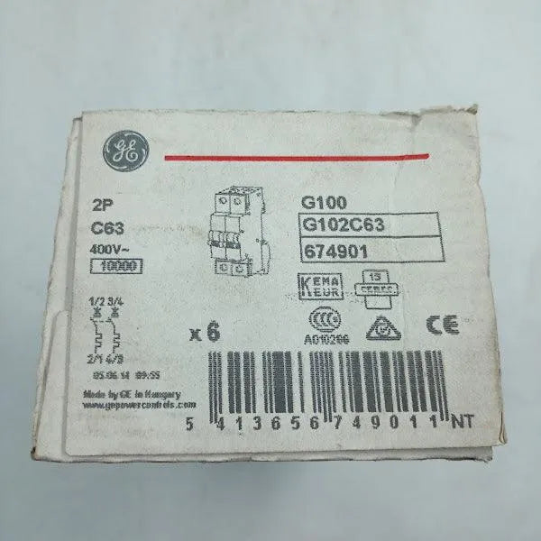 Disjuntor Bipolar GE G102C63 674901 10KA 400V - Cabo Eletro