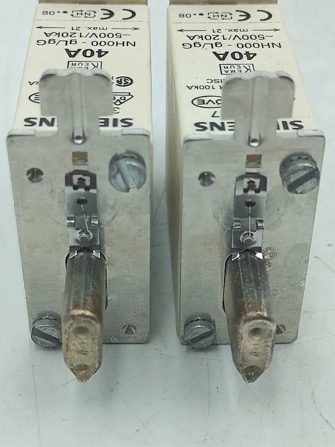 Fusível Siemens 3NA3 817 40A 500V 120kA NH000 (KIT 2 PEÇAS) - Cabo Eletro