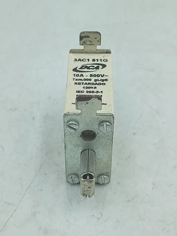 Fusível Retardado DCA 3AC1 811G 500V 10A 120kA - Cabo Eletro