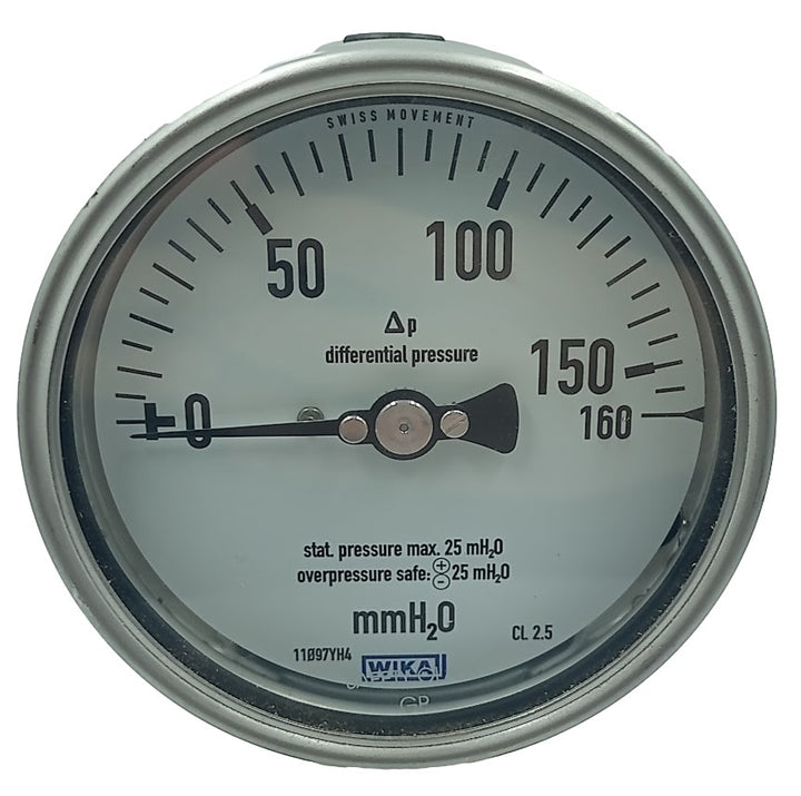 Manômetro Diferencial Wika 0-150mmH²O 1/2 NPT DN 100mm - Cabo Eletro