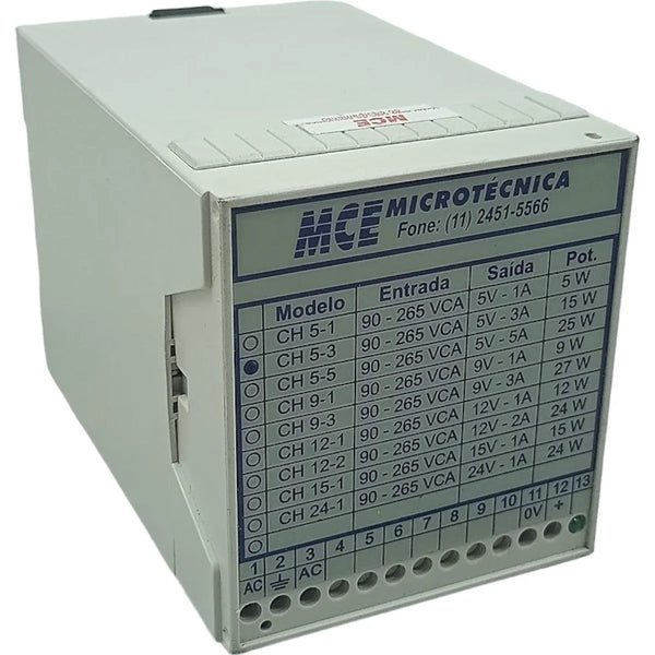 Fonte De Alimentação MCE CH 5-3 90-265vCA 5V-3A 15w - Cabo Eletro