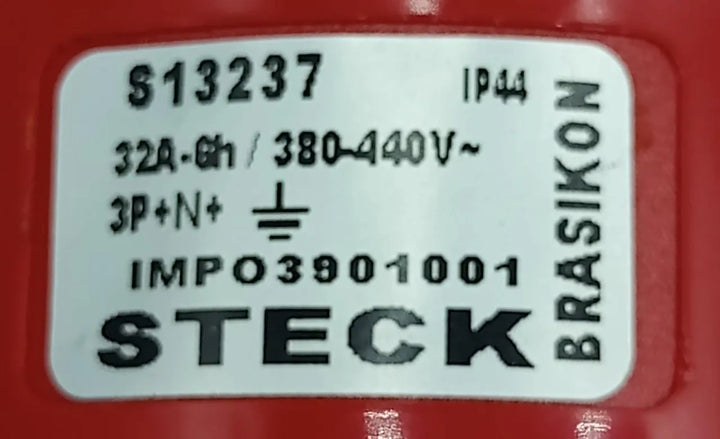 Plug Industrial Steck S13237 32A 6H 380-400v 3P+N+T IP44 - Cabo Eletro