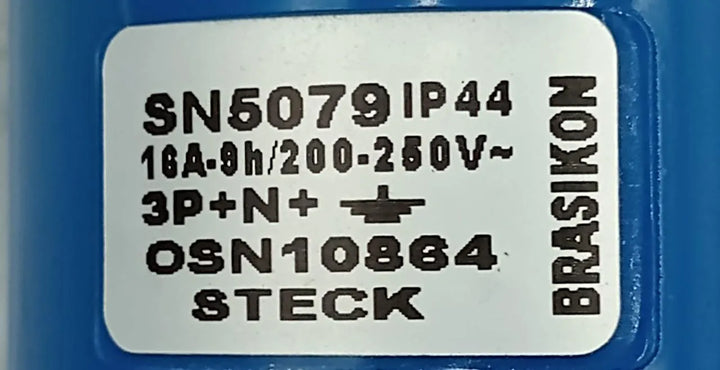 Tomada Industrial STECK SN5079 16A 9H 200-250v 3P+N+T - Cabo Eletro