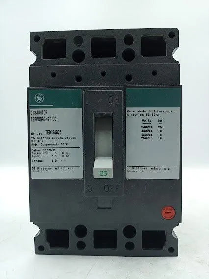 Disjuntor Termomagnético Ge Ted 134025 25a 3p 480vca - Cabo Eletro