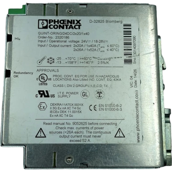 Módulo Phoenix Contact QUINT-ORING/24DC/2X20/1X40 2320186 - Cabo Eletro