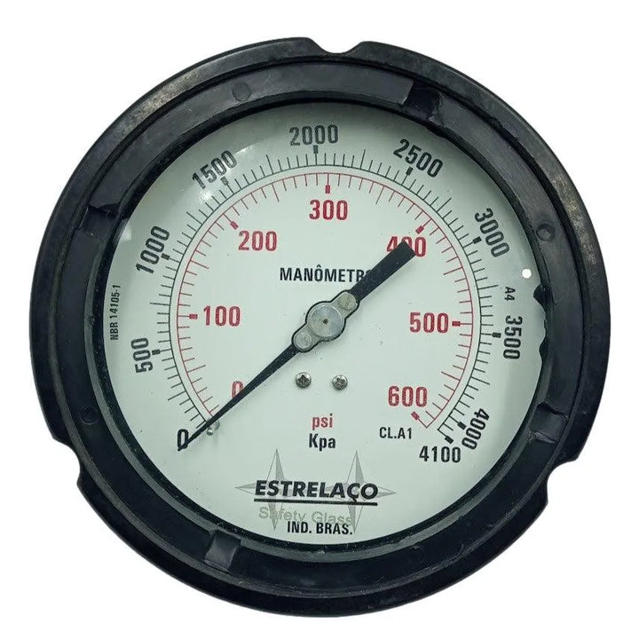 Manômetro Estrelaço 0/600psi 0/4100KPA 115mm x 70mm R 1/4NPT - Cabo Eletro