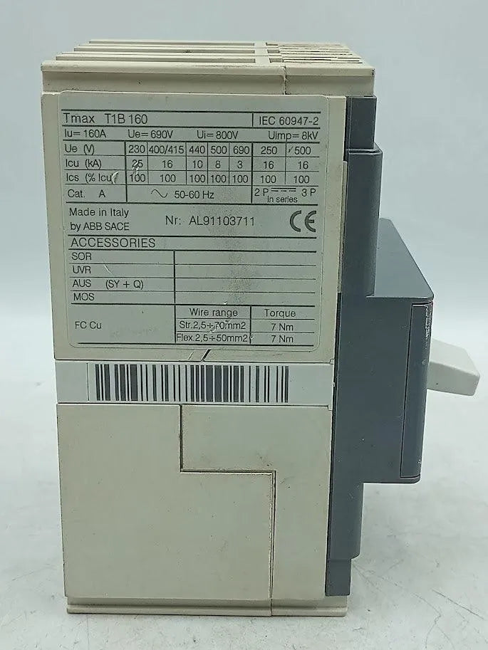 Disjuntor Abb Sace Tmax T1B 160 25A 800V - Cabo Eletro