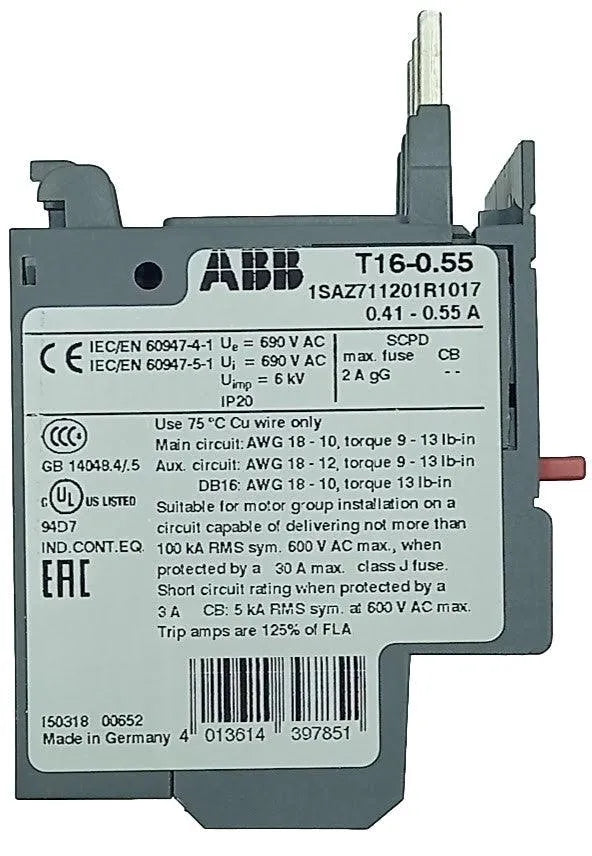 Relé de Sobrecarga Térmica ABB T16-0.55 0.41-0.55 A - Cabo Eletro