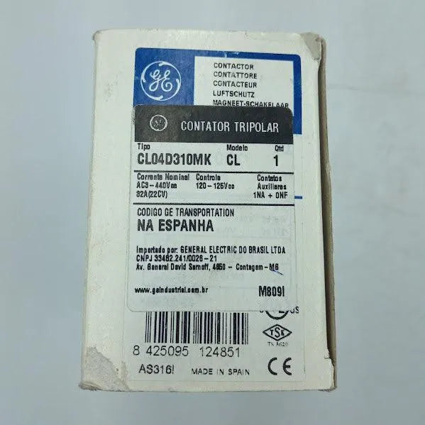 Contator Tripolar GE CL04D310MK 440VCA 32A 120-125VCC 1NA1NF - Cabo Eletro