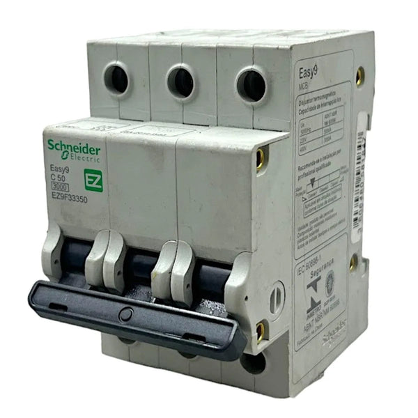Disjuntor Tripolar Schneider EASY9 Curva C 50A 400v 3kA - Cabo Eletro