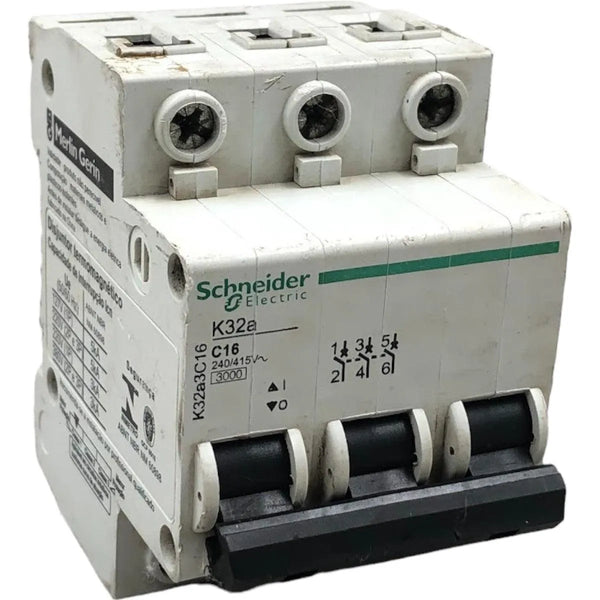 Disjuntor Tripolar Schneider K32A3C16 Curva C 16A 240/415v - Cabo Eletro