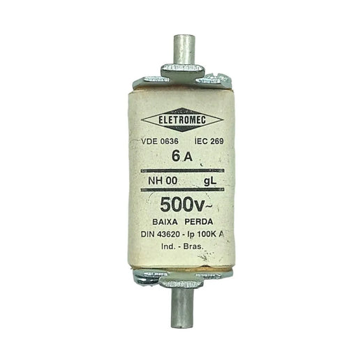 Fusível Baixa Perda NH00 gL Eletromec 6A 500v 100kA - Cabo Eletro