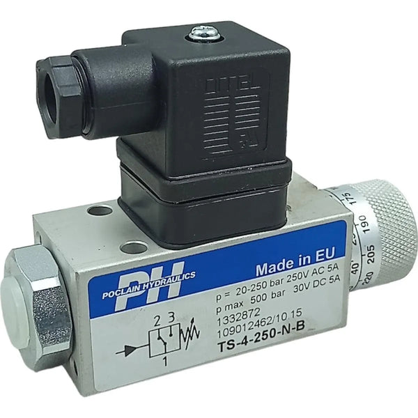 Válvula Solenoide Poclain Hydraulics TS-4-250-N-B 20-250Bar - Cabo Eletro