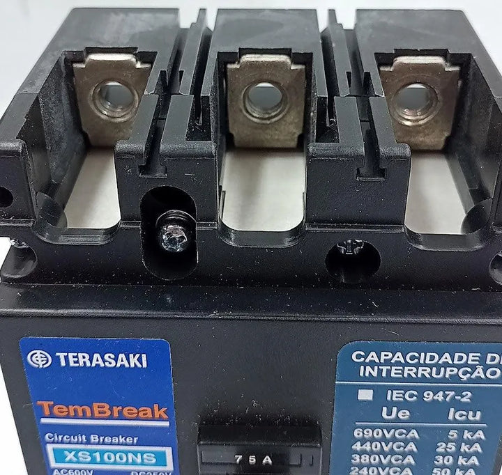 Disjuntor Tripolar Caixa Moldada Terasaki XS100NS 75A 220v - Cabo Eletro