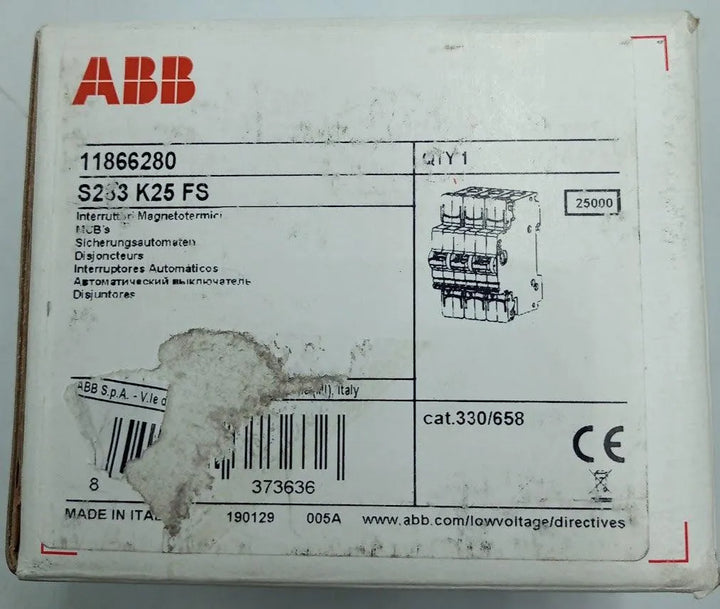 Disjuntor Tripolar ABB S283-K25 FS 25A 400v - Cabo Eletro