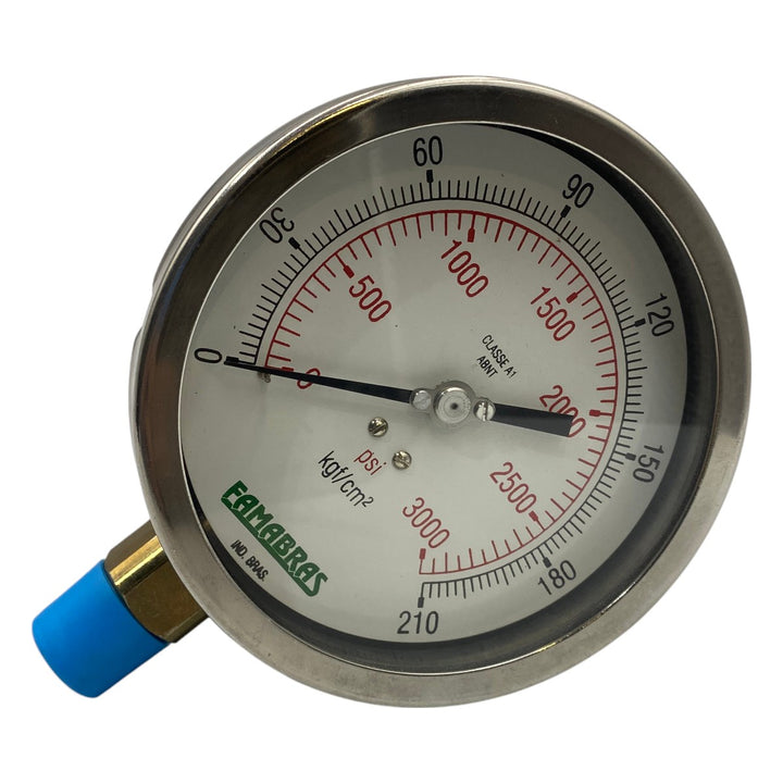 Manômetro Wika DN 105mm 0 a 3000Psi x 0 a 210KGF/cm² 1/2NPT - Cabo Eletro