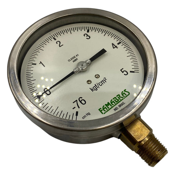 Manômetro Famabras 110MM -76 a 5kgf/cm² 1/2NPT - Cabo Eletro