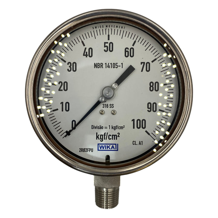 Manômetro Wika 115MM   0-100KGF/CM² 115MM 1/2NPT - Cabo Eletro