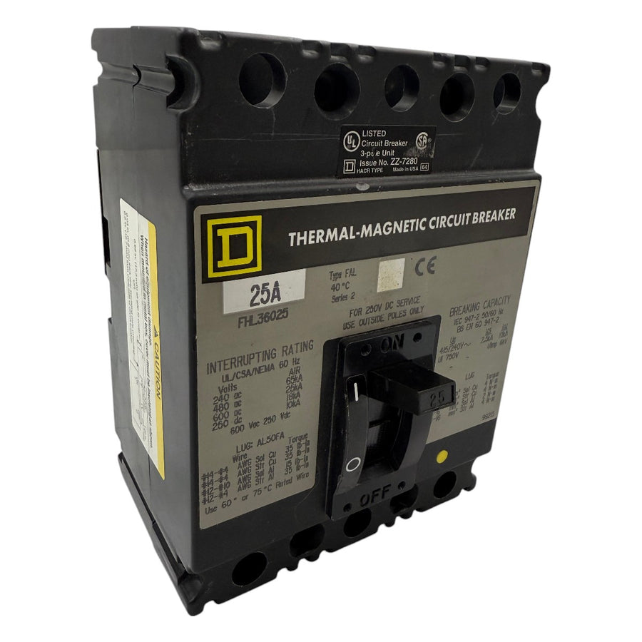 Disjuntor Caixa Moldada Square D FHL36025 25A 600VAC 250VDC - Cabo Eletro