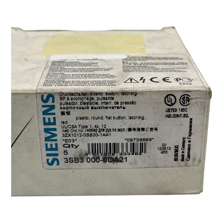Botão de Pressão Vermelho Siemens 3SB3 000-0DA21 22mm - Cabo Eletro