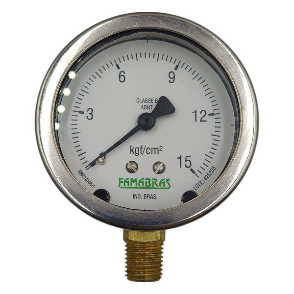 Manômetro Famabras 60MM 0-15KGF/CM² 1/4NPT - Cabo Eletro