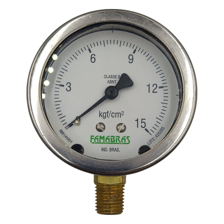 Manômetro Famabras 60MM 0-15KGF/CM² 1/4NPT - Cabo Eletro